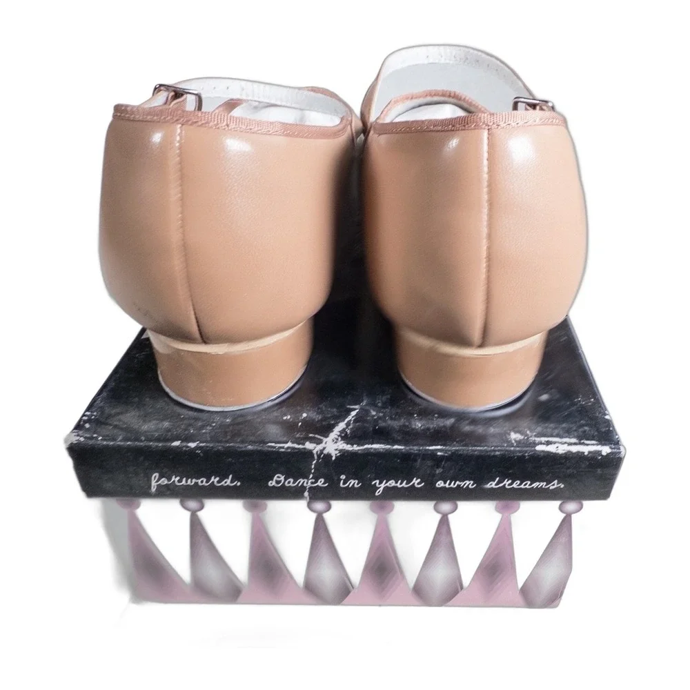 Revolution‎ Dancewear Girls Tap Shoes Size 12.5 AD Tan Leather Buckle Strap